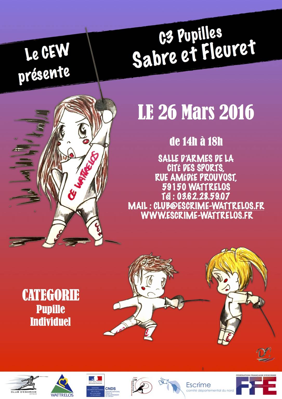 26 Mars 2016 Wattrelos Pupilles individuel Club d'Escrime de Wattrelos